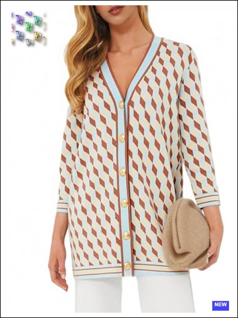 Oversized Plaid Cardigan Sweater Button Down with Gold Buttons Womens